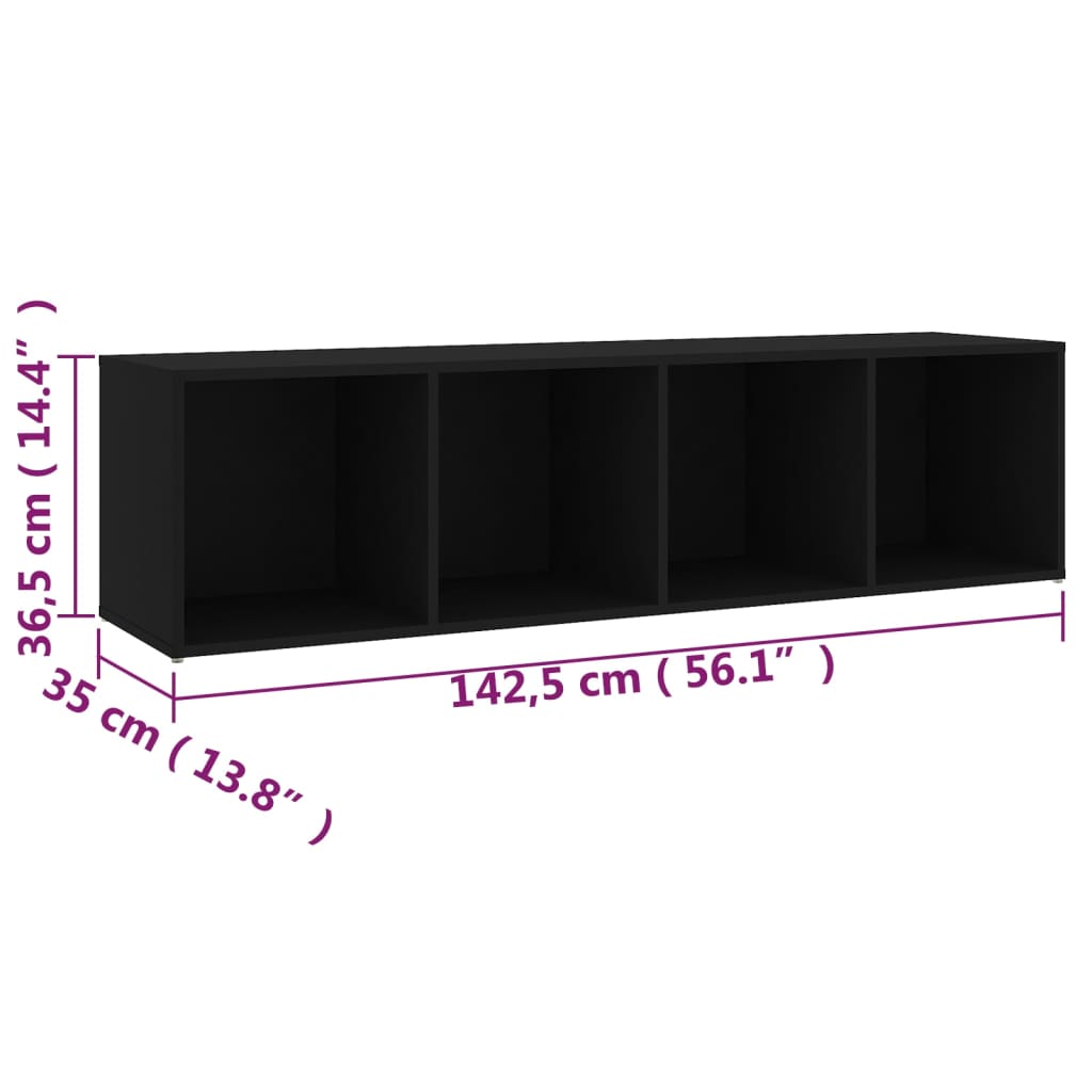 Έπιπλα Τηλεόρασης 2 τεμ. Μαύρα 142,5x35x36,5 εκ. Μοριοσανίδα
