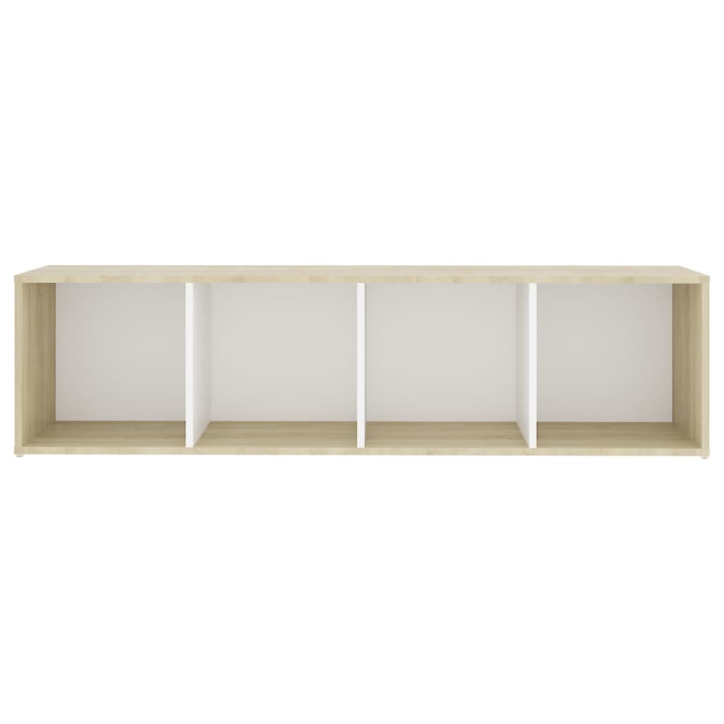 Έπιπλα Τηλεόρασης 2 τεμ Λευκό/Δρυς 142,5x35x36,5 εκ Επεξ. Ξύλο