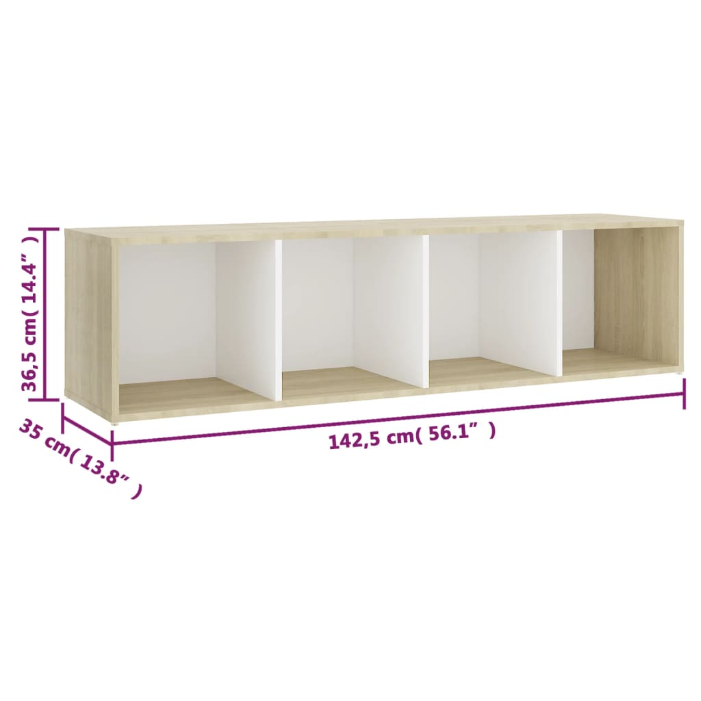 Έπιπλα Τηλεόρασης 2 τεμ Λευκό/Δρυς 142,5x35x36,5 εκ Επεξ. Ξύλο