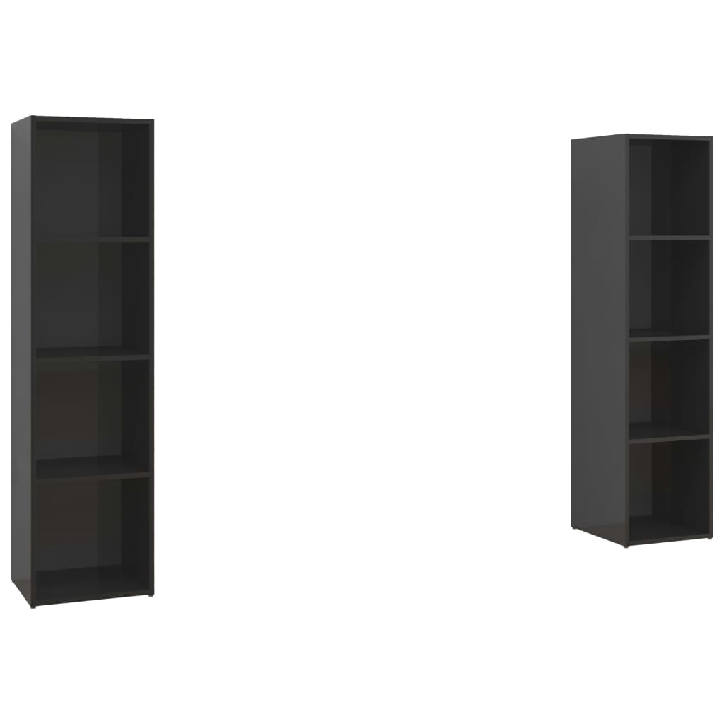 Έπιπλα Τηλεόρασης 2 τεμ. Γυαλ.Μαύρο 142,5x35x36,5εκ Μοριοσανίδα