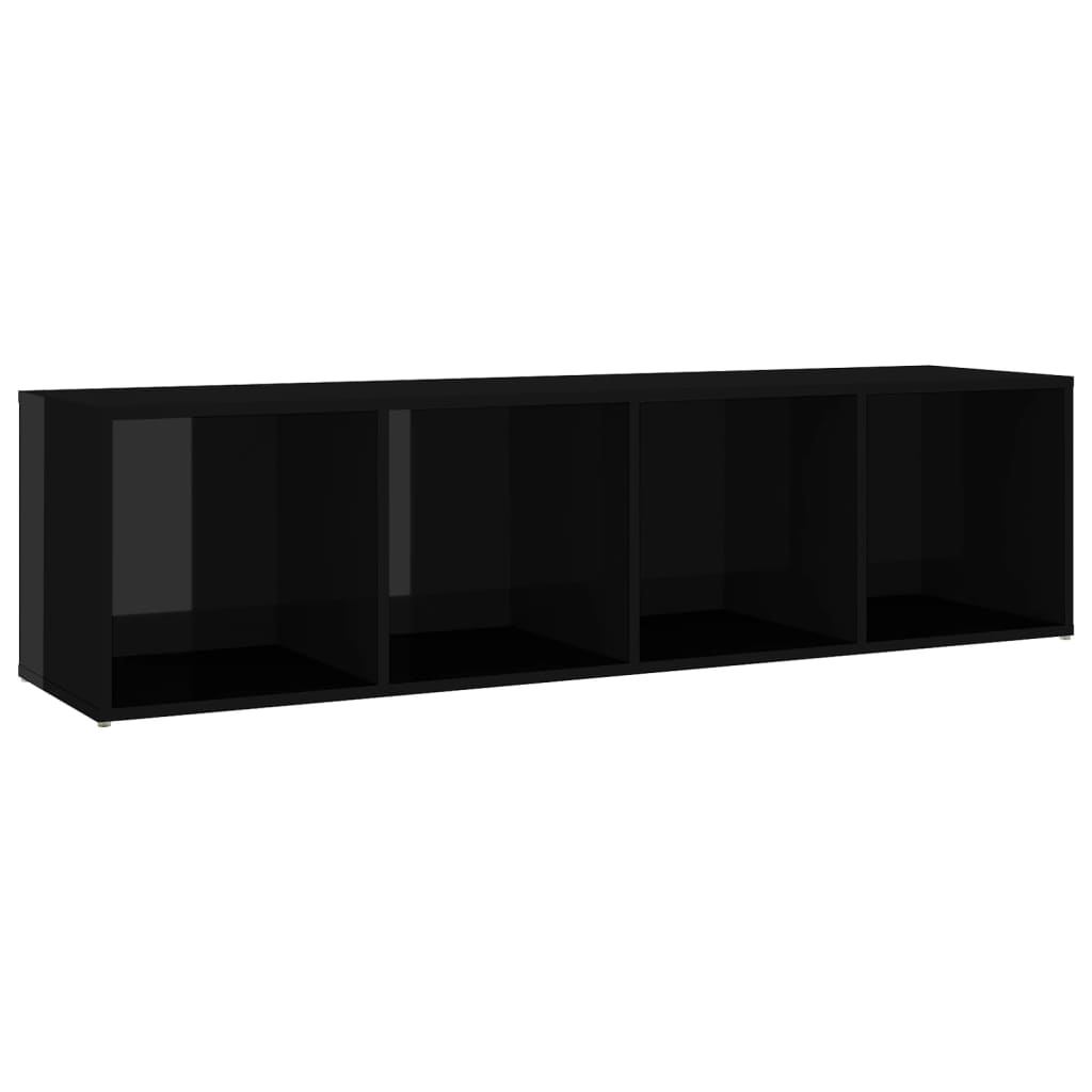 Έπιπλα Τηλεόρασης 2 τεμ. Γυαλ.Μαύρο 142,5x35x36,5εκ Μοριοσανίδα