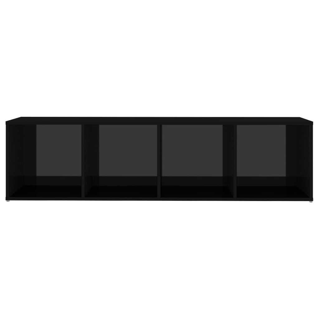 Έπιπλα Τηλεόρασης 2 τεμ. Γυαλ.Μαύρο 142,5x35x36,5εκ Μοριοσανίδα