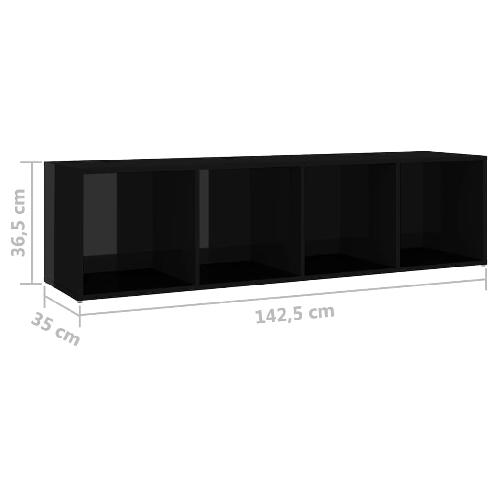 Έπιπλα Τηλεόρασης 2 τεμ. Γυαλ.Μαύρο 142,5x35x36,5εκ Μοριοσανίδα