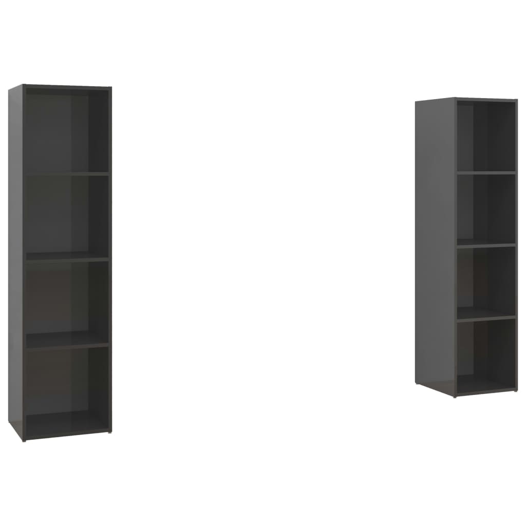 Έπιπλα Τηλεόρασης 2 τεμ. Γυαλ. Γκρι 142,5x35x36,5εκ Μοριοσανίδα