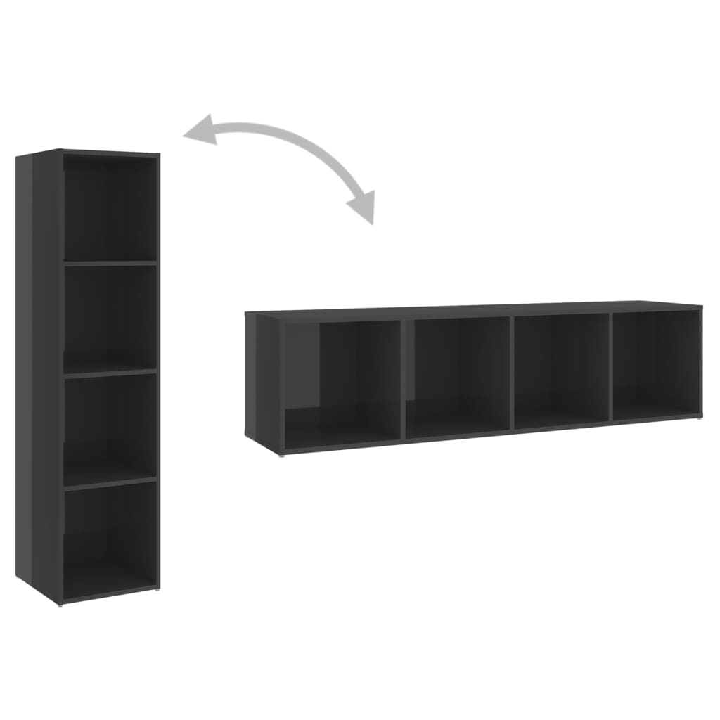 Έπιπλα Τηλεόρασης 2 τεμ. Γυαλ. Γκρι 142,5x35x36,5εκ Μοριοσανίδα