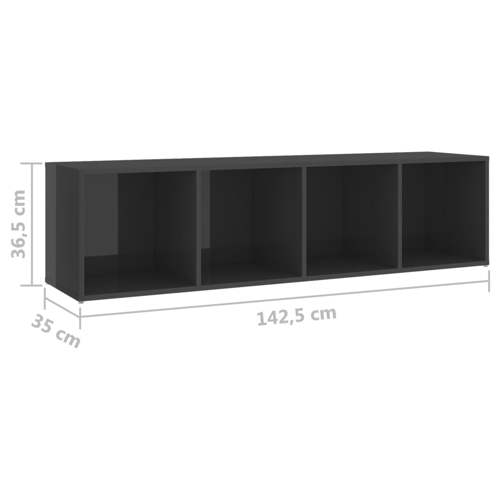 Έπιπλα Τηλεόρασης 2 τεμ. Γυαλ. Γκρι 142,5x35x36,5εκ Μοριοσανίδα