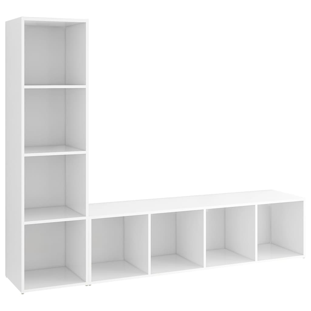 Έπιπλα Τηλεόρασης 2 τεμ. Λευκά 142,5x35x36,5 εκ. Μοριοσανίδα