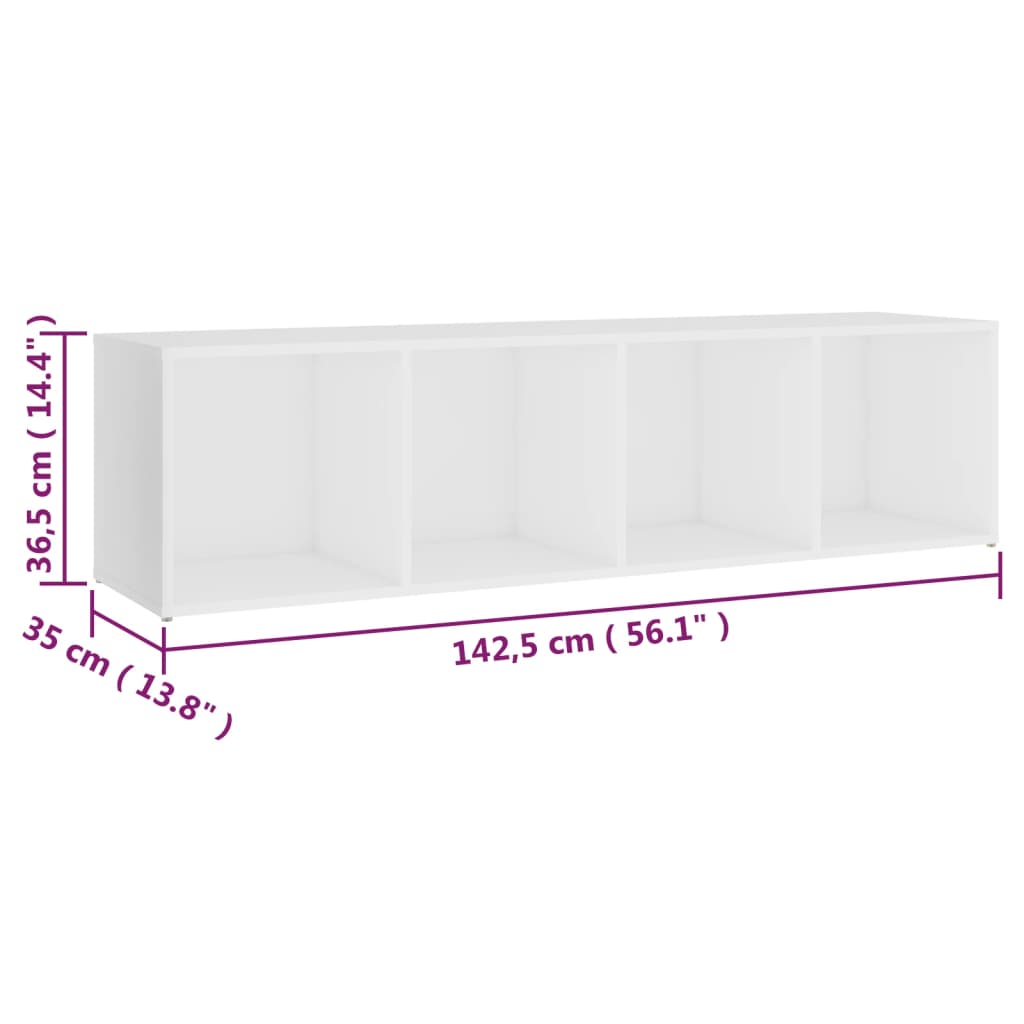Έπιπλα Τηλεόρασης 2 τεμ. Λευκά 142,5x35x36,5 εκ. Μοριοσανίδα