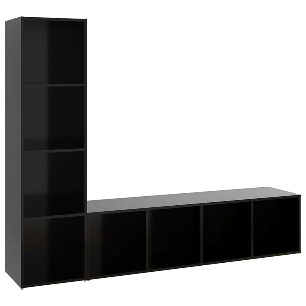 Έπιπλα Τηλεόρασης 2 τεμ. Μαύρα 142,5x35x36,5 εκ. Μοριοσανίδα