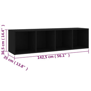 Έπιπλα Τηλεόρασης 2 τεμ. Μαύρα 142,5x35x36,5 εκ. Μοριοσανίδα