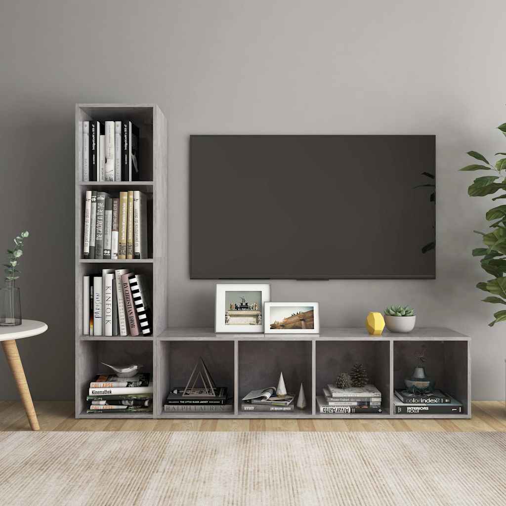 Έπιπλα Τηλεόρασης 2 τεμ. Γκρι Σκυρ 142,5x35x36,5εκ. Μοριοσανίδα - Pakobazaar