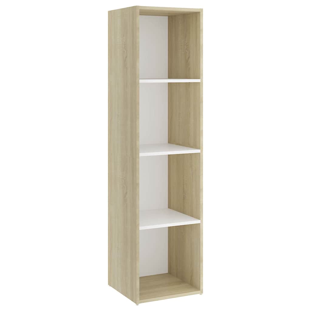 Έπιπλα Τηλεόρασης 2 τεμ Λευκό/Δρυς 142,5x35x36,5 εκ Επεξ. Ξύλο
