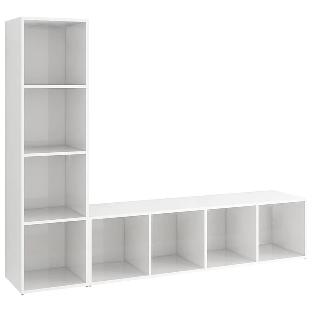 Έπιπλα Τηλεόρασης 2 τεμ. Λευκά 142,5x35x36,5 εκ. Μοριοσανίδα