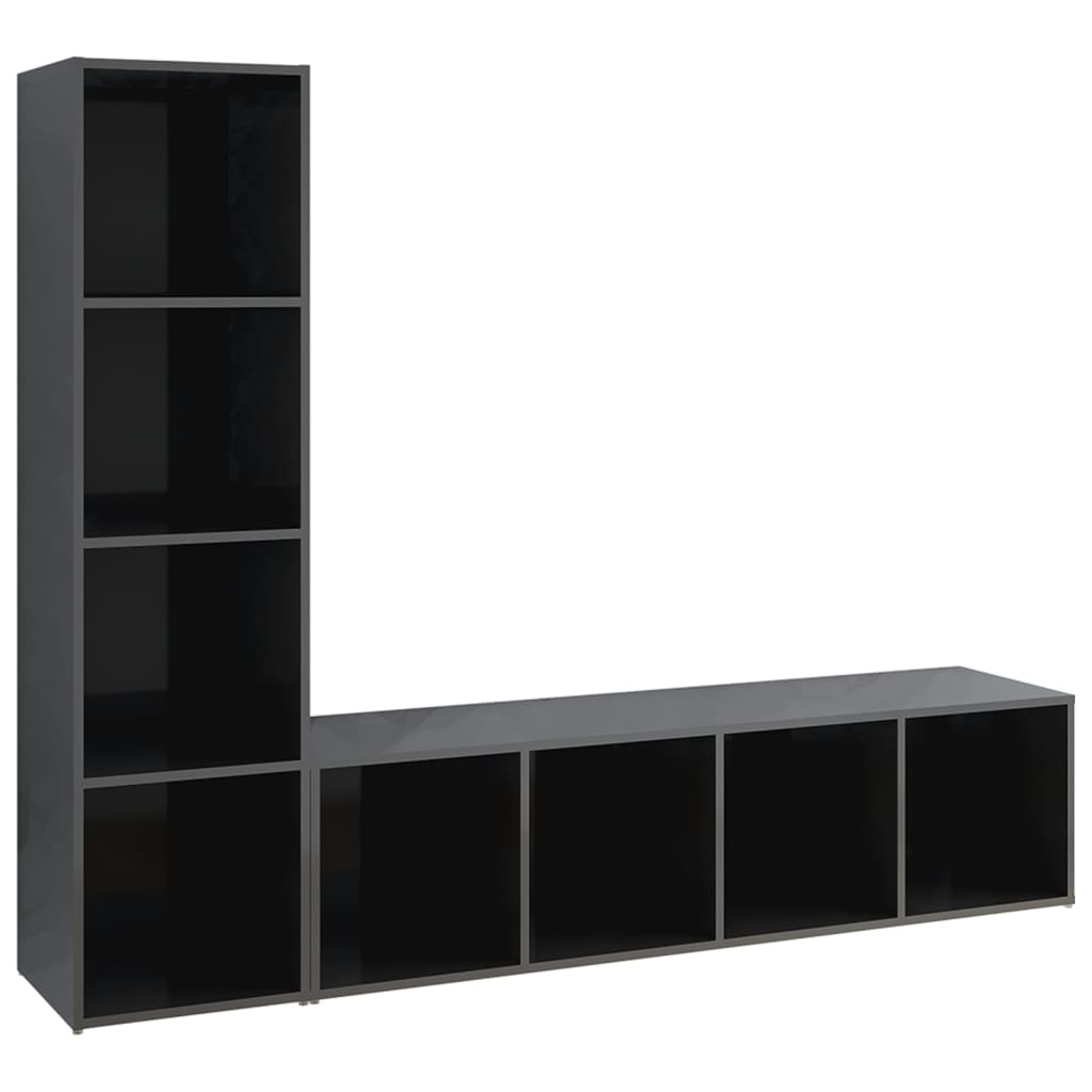 Έπιπλα Τηλεόρασης 2 Τεμ. Γυαλ. Γκρι 142,5x35x36,5εκ Μοριοσανίδα