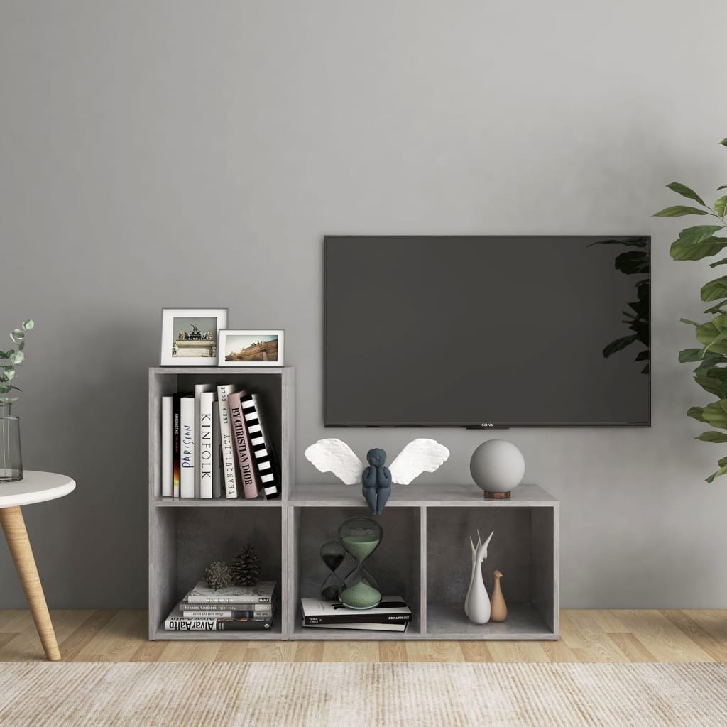 Έπιπλα Τηλεόρασης 2 τεμ. Γκρι Σκυρ. 72x35x36,5 εκ. Επεξ. Ξύλο - PAKOBAZAAR