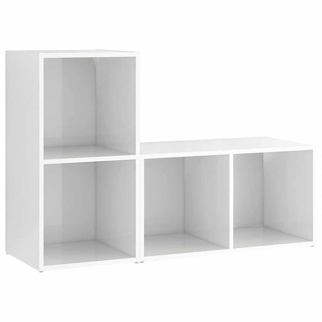 Έπιπλα Τηλεόρασης 2 τεμ. Γυαλ. Λευκά 72x35x36,5 εκ. Επεξ. Ξύλο