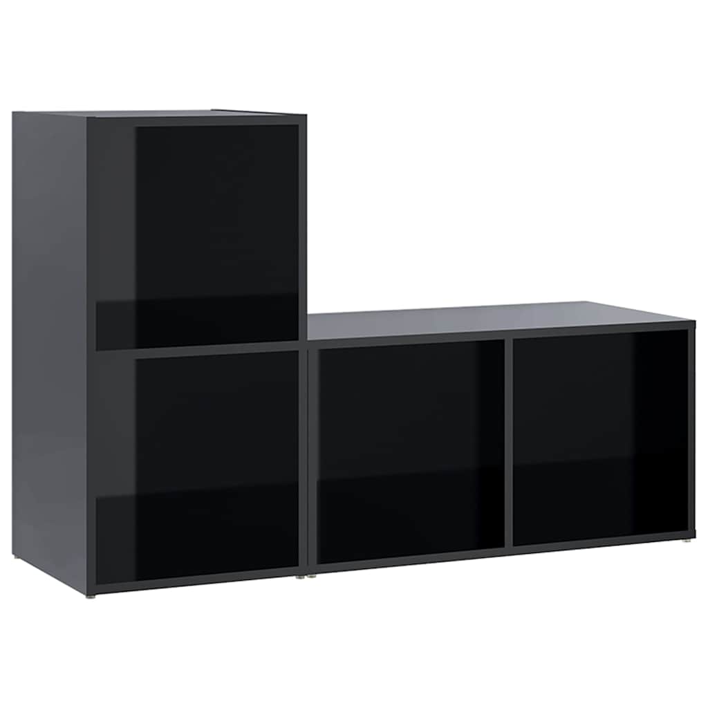 Έπιπλα Τηλεόρασης 2 τεμ. Γυαλ. Μαύρα 72x35x36,5 εκ. Μοριοσανίδα