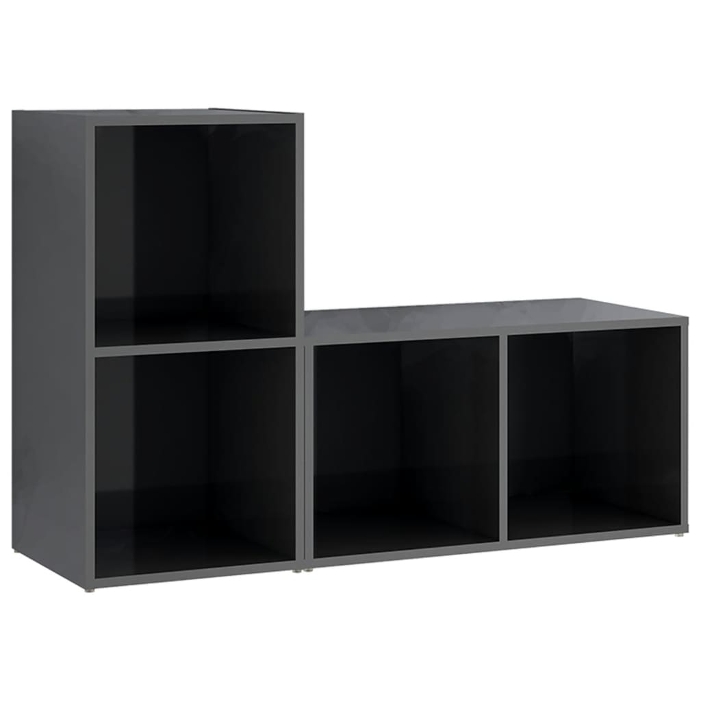 Έπιπλα Τηλεόρασης 2 τεμ. Γυαλ. Γκρι 72x35x36,5 εκ. Επεξ. Ξύλο - PAKOBAZAAR