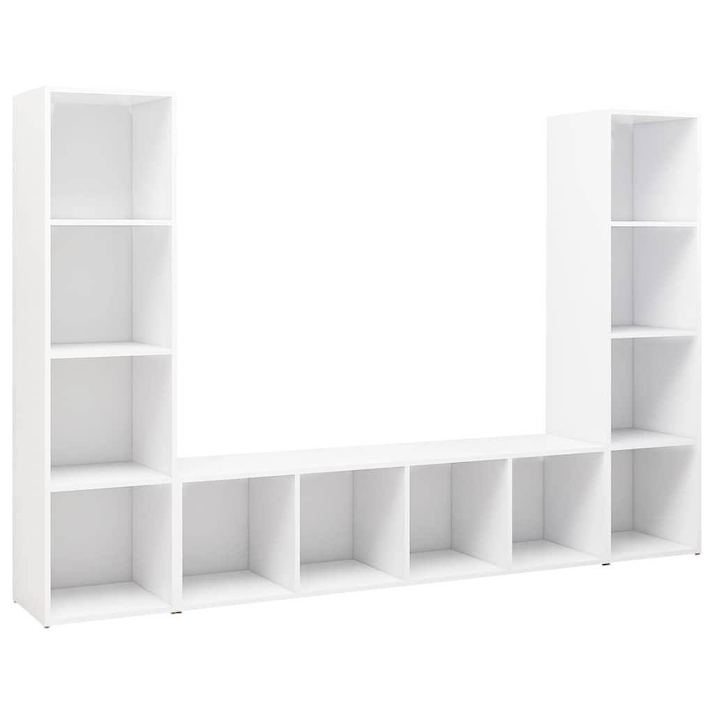 Έπιπλα Τηλεόρασης 3 τεμ. Λευκά 142,5 x 35 x 36,5 εκ Μοριοσανίδα - Pakobazaar