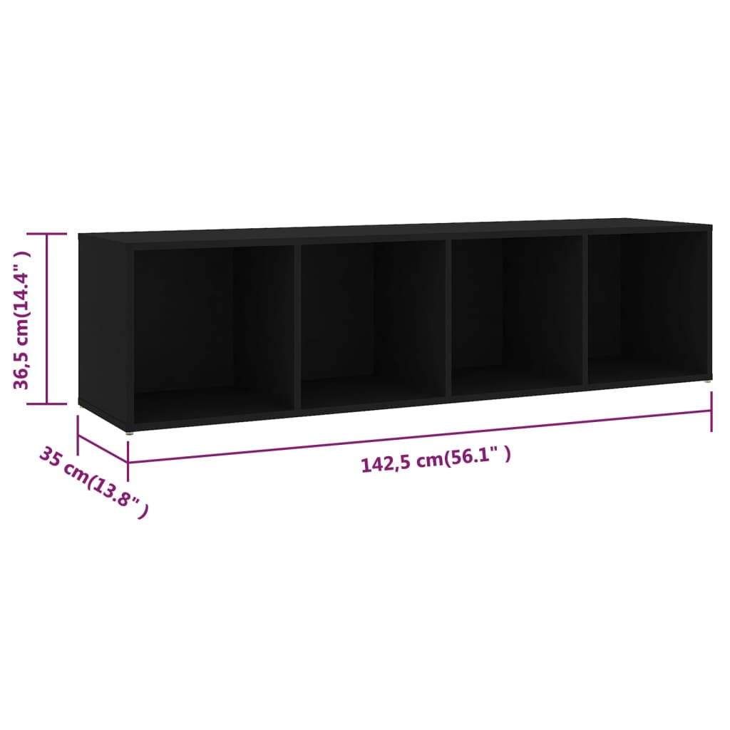 Έπιπλα Τηλεόρασης 3 τεμ. Μαύρα 142,5x35x36,5 εκ. Μοριοσανίδα - Pakobazaar