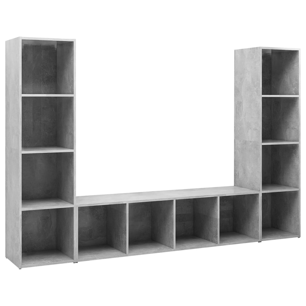 Έπιπλα Τηλεόρασης 3 τεμ. Γκρι Σκυρ. 142,5x35x36,5εκ Μοριοσανίδα - Pakobazaar