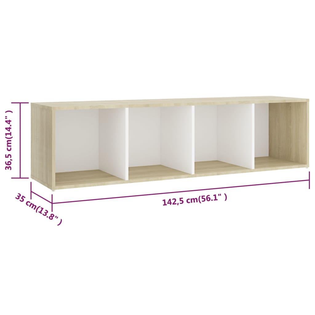 Έπιπλα Τηλεόρασης 3 τεμ Λευκό/Δρυς 142,5x35x36,5 εκ Μοριοσανίδα