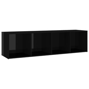 Έπιπλα Τηλεόρασης 3 τεμ Γυαλ.Μαύρα 142,5x35x36,5 εκ Μοριοσανίδα