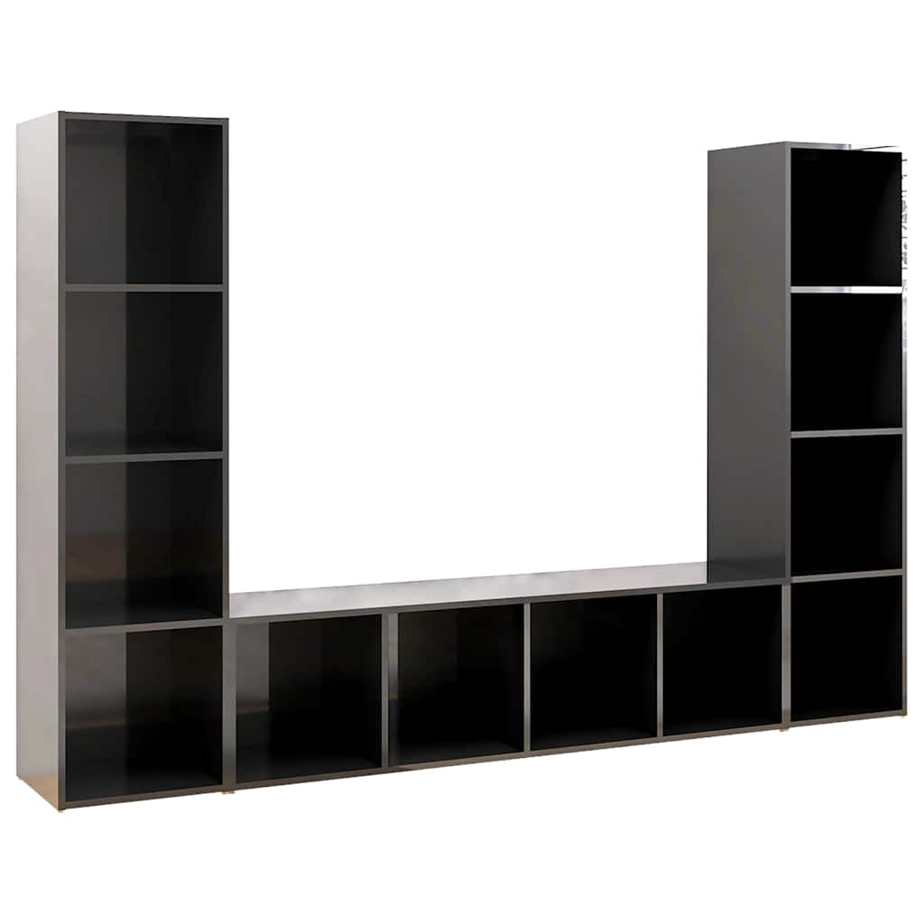 Έπιπλα Τηλεόρασης 3 τεμ. Γυαλ. Γκρι 142,5x35x36,5εκ Μοριοσανίδα