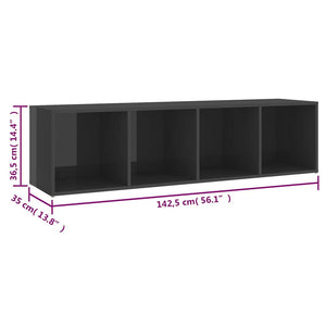 Έπιπλα Τηλεόρασης 3 τεμ. Γυαλ. Γκρι 142,5x35x36,5εκ Μοριοσανίδα
