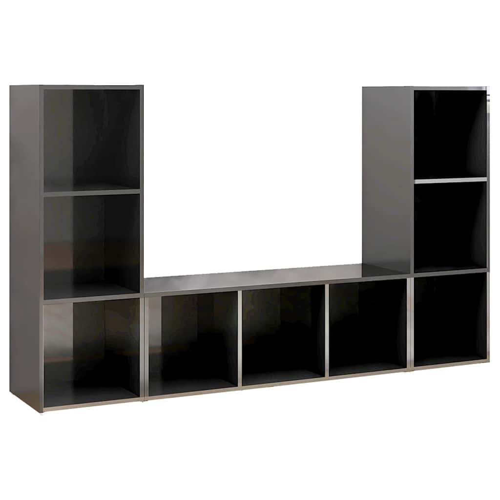 Έπιπλα Τηλεόρασης 3 τεμ. Γυαλ. Γκρι 107x35x37 εκ. Μοριοσανίδα
