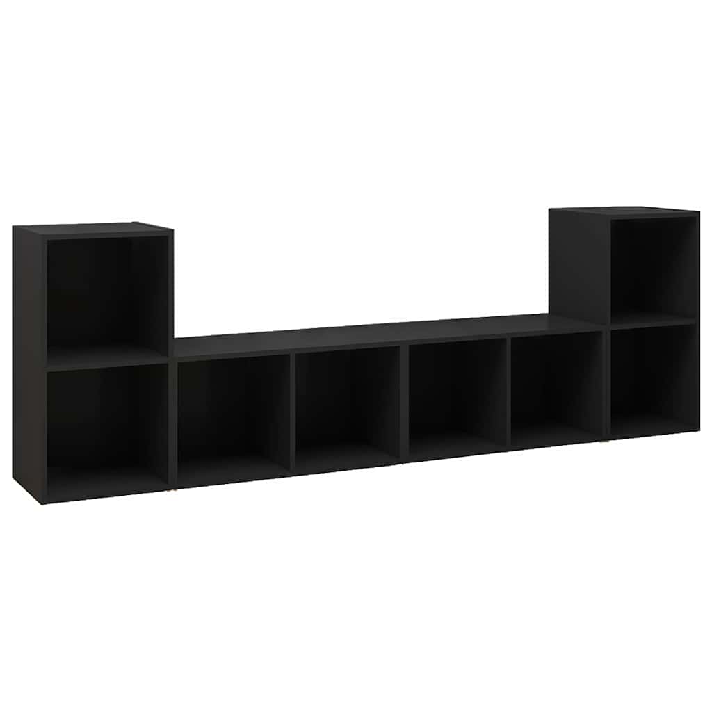 Έπιπλα Τηλεόρασης 4 τεμ. Μαύρα 72 x 35 x 36,5 εκ. Μοριοσανίδα