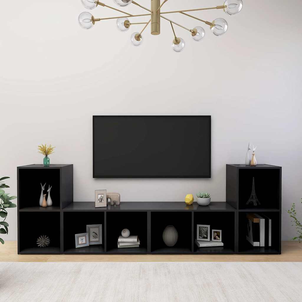 Έπιπλα Τηλεόρασης 4 τεμ. Μαύρα 72 x 35 x 36,5 εκ. Μοριοσανίδα