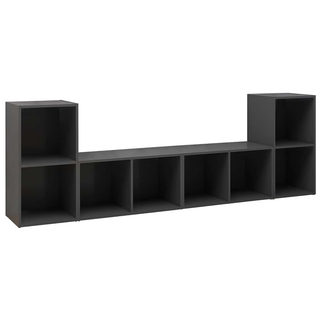 Έπιπλα Τηλεόρασης 4 τεμ. Γκρι 72 x 35 x 36,5 εκ. Επεξ. Ξύλο