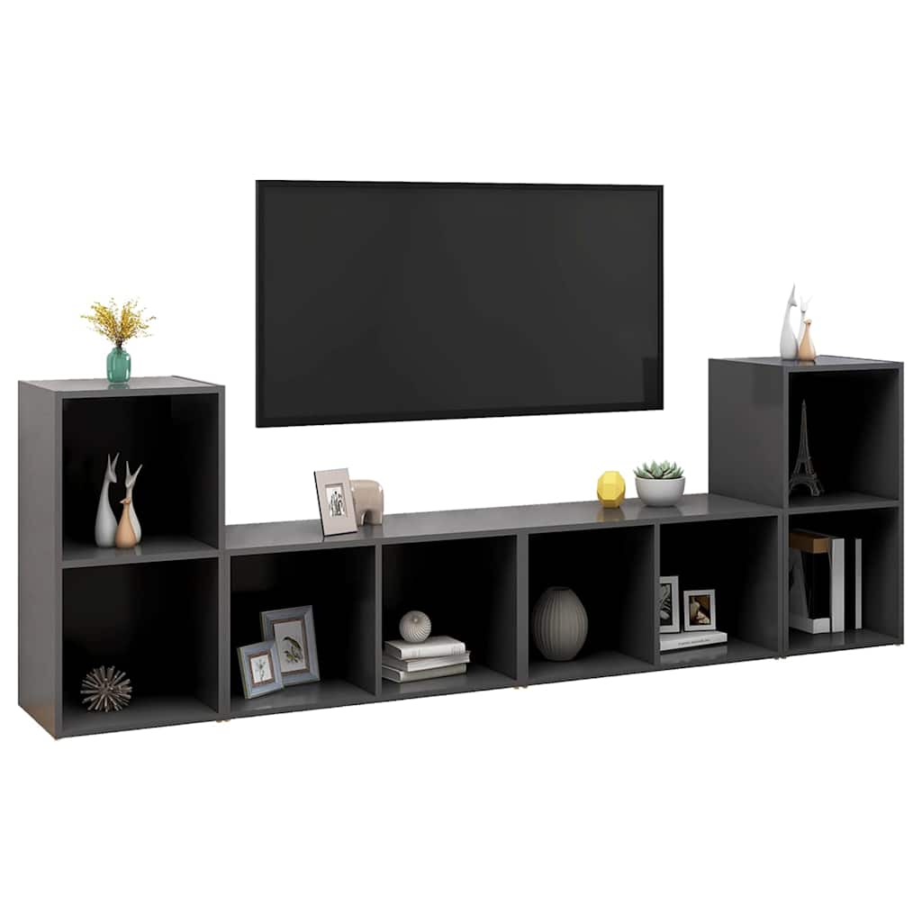 Έπιπλα Τηλεόρασης 4 τεμ. Γκρι 72 x 35 x 36,5 εκ. Επεξ. Ξύλο