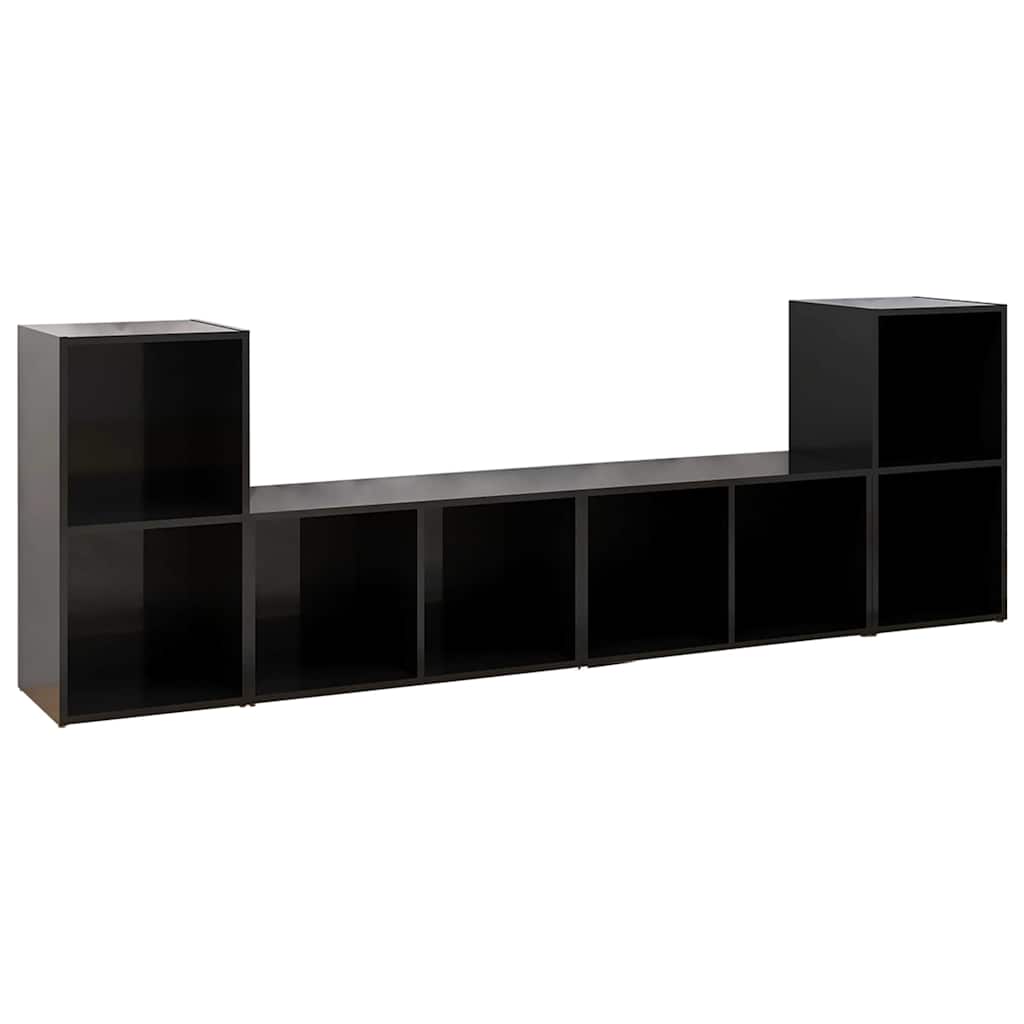 Έπιπλα Τηλεόρασης 4 τεμ. Γυαλ. Μαύρα 72x35x36,5 εκ. Μοριοσανίδα