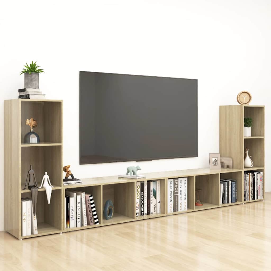 Έπιπλα Τηλεόρασης 4 τεμ. Sonoma Δρυς 107x35x37 εκ. Μοριοσανίδα