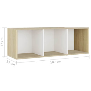 Έπιπλα Τηλεόρασης 4 τεμ. Λευκά/Δρυς 107x35x37 εκ. Επεξ. Ξύλο