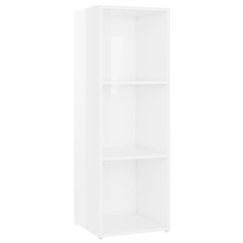 Έπιπλα Τηλεόρασης 4 τεμ. Γυαλ. Λευκά 107x35x37 εκ. Μοριοσανίδα