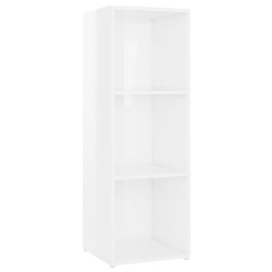 Έπιπλα Τηλεόρασης 4 τεμ. Γυαλ. Λευκά 107x35x37 εκ. Μοριοσανίδα