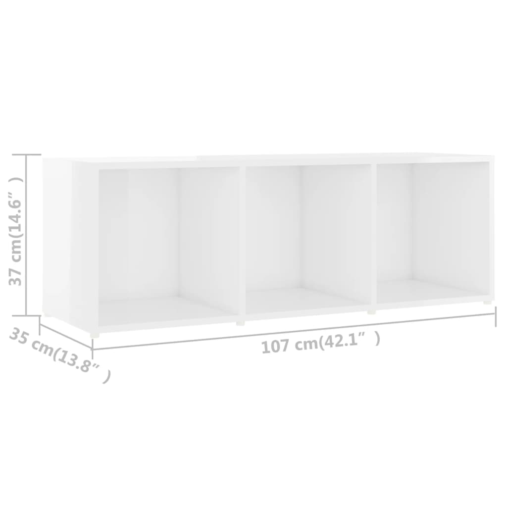 Έπιπλα Τηλεόρασης 4 τεμ. Γυαλ. Λευκά 107x35x37 εκ. Μοριοσανίδα
