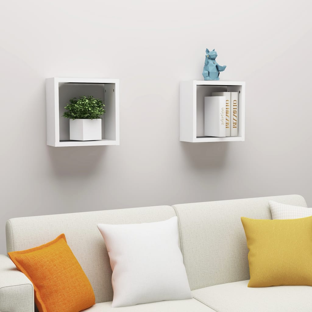 Ράφια Κύβοι Τοίχου 2 τεμ. Λευκά 30 x 15 x 30 εκ. από MDF - Pakobazaar