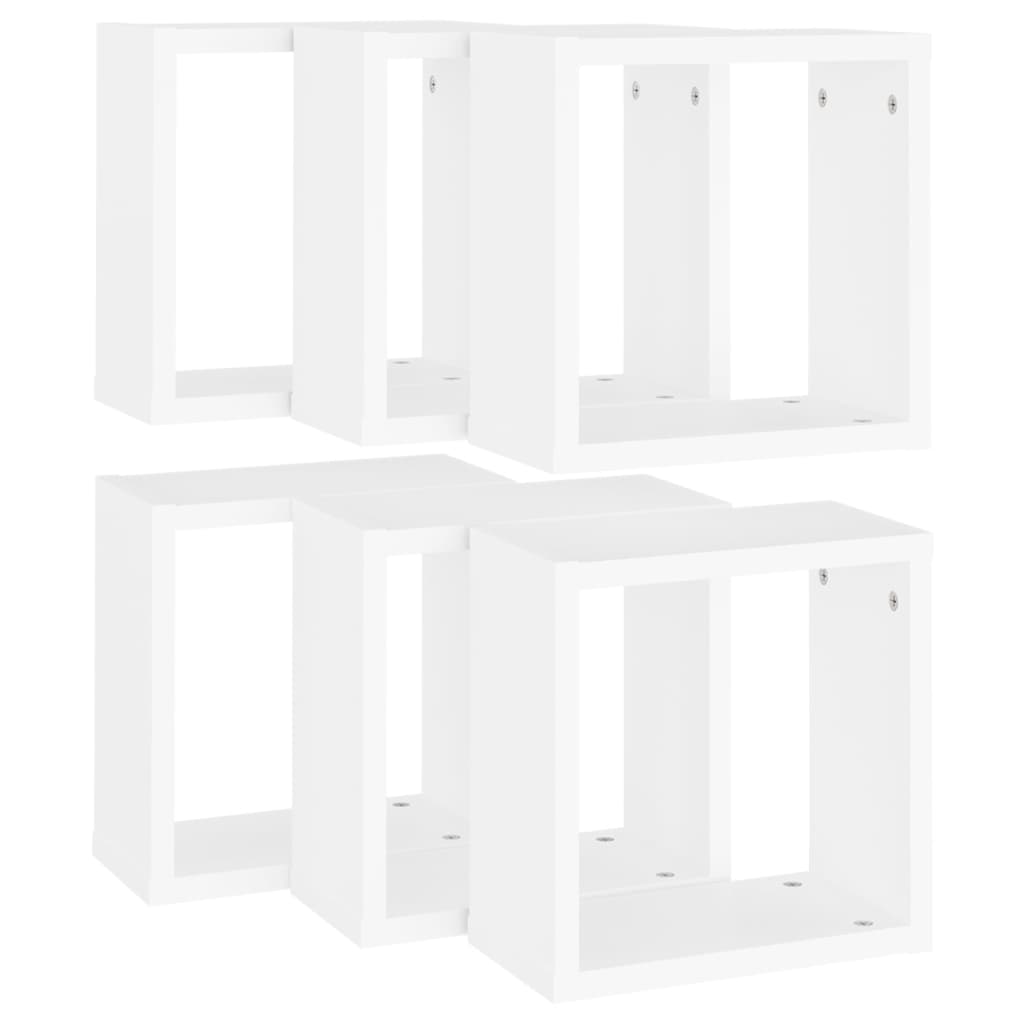 Ράφια Κύβοι Τοίχου 6 τεμ. Λευκά 30 x 15 x 30 εκ. - Pakobazaar