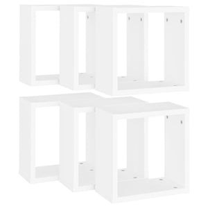 Ράφια Κύβοι Τοίχου 6 τεμ. Λευκά 30 x 15 x 30 εκ. - Pakobazaar