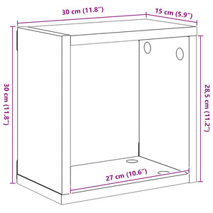 Ράφια Κύβοι Τοίχου 2 τεμ. Γκρι 30 x 15 x 30 εκ.