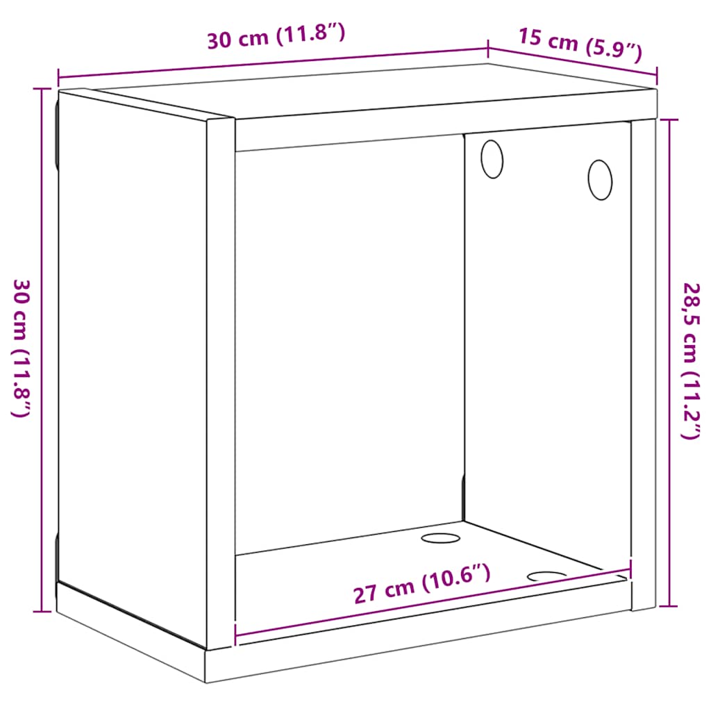Ράφια Κύβοι Τοίχου 6 τεμ. Γκρι 30 x 15 x 30 εκ.