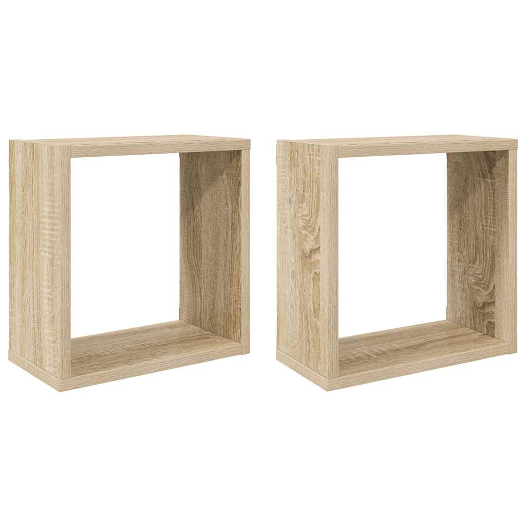 Ράφια Κύβοι Τοίχου 2 τεμ. Sonoma Δρυς 30 x 15 x 30 εκ.