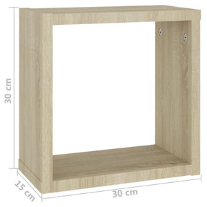 Ράφια Κύβοι Τοίχου 2 τεμ. Sonoma Δρυς 30 x 15 x 30 εκ.