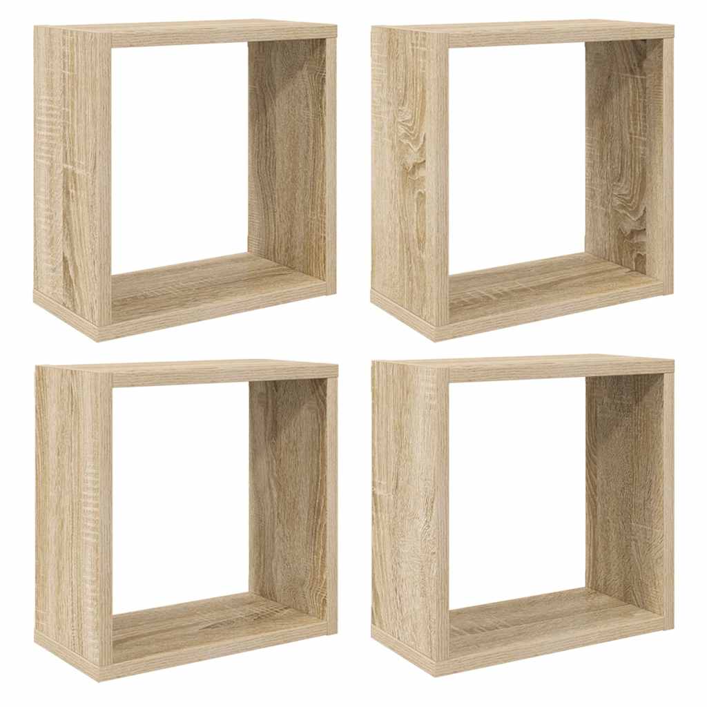 Ράφια Κύβοι Τοίχου 4 τεμ. Sonoma Δρυς 30 x 15 x 30 εκ.