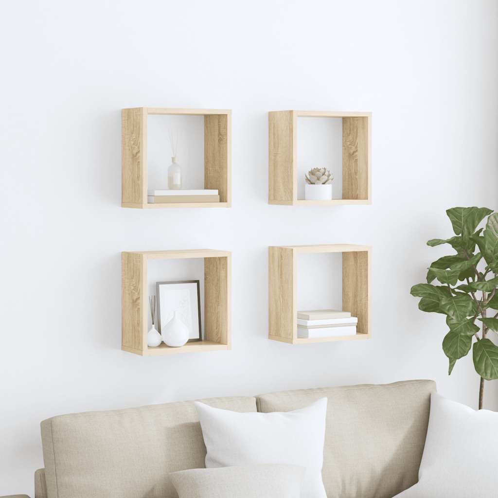 Ράφια Κύβοι Τοίχου 4 τεμ. Sonoma Δρυς 30 x 15 x 30 εκ.