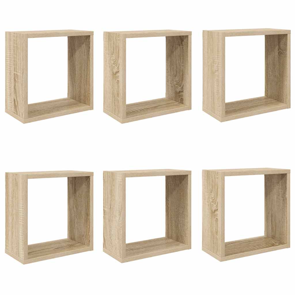 Ράφια Κύβοι Τοίχου 6 τεμ. Sonoma Δρυς 30 x 15 x 30 εκ.
